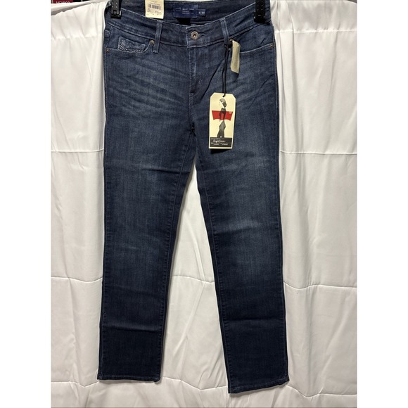 NWT Levis Denim Straight Curve Womens Mid Rise Stretch Blue Jeans Size 2 M - Picture 1 of 11